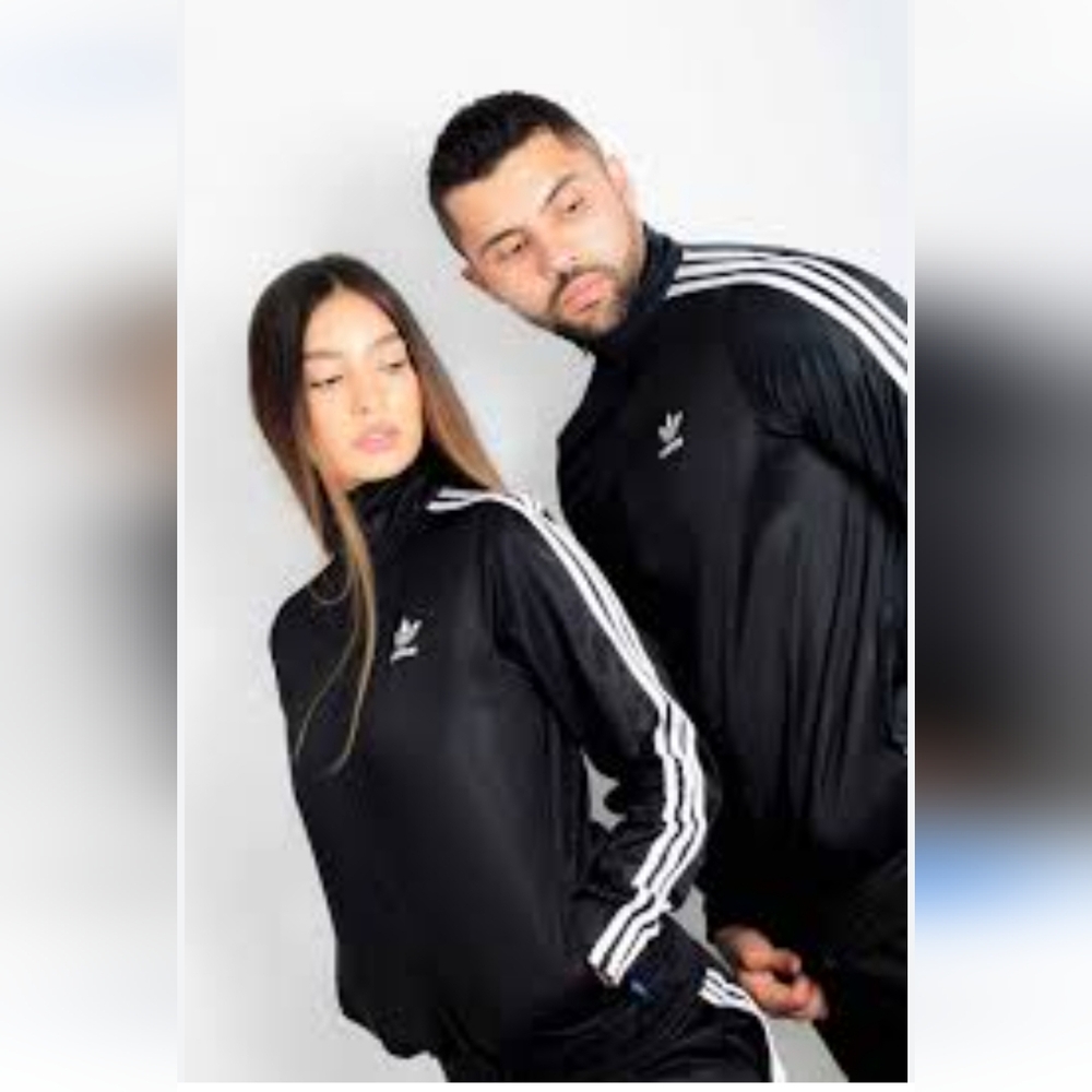 Adidas Black Track Jacket with White Stripes. - Picture 2 of 12